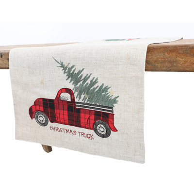 Jaggers Tartan Truck with Christmas Tree Table Runner