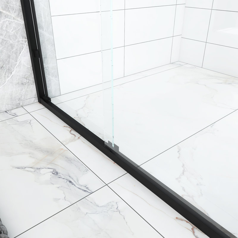 Porte de douche coulissante double l 48 po x H 75 po, Noir mat