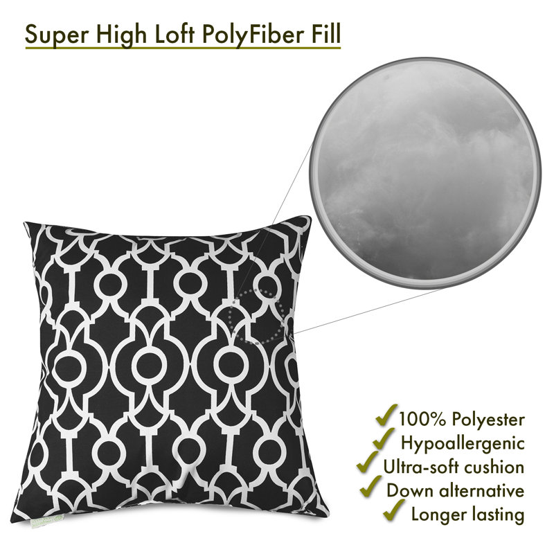 Coussin Athens, H 24 po x l 24 po, Noir