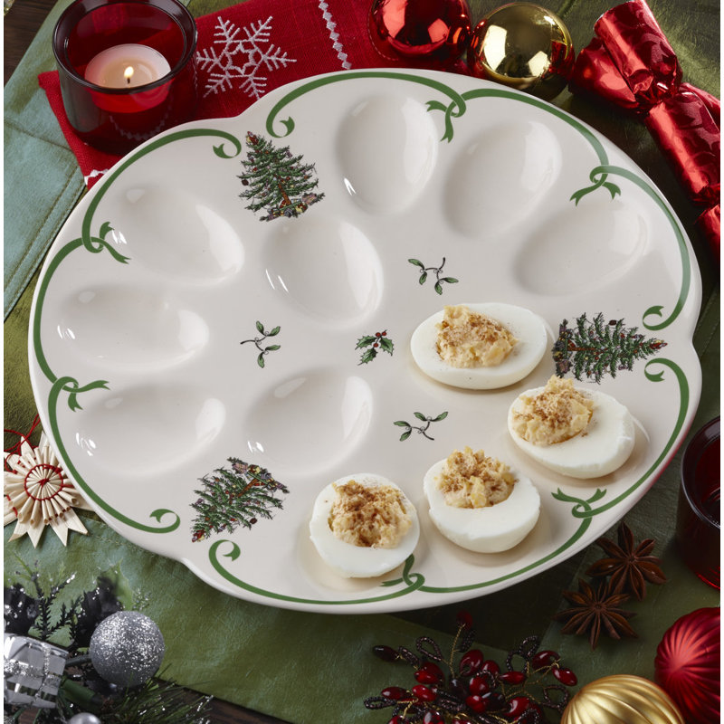 Spode Christmas Tree Devilled Egg Dish 13"