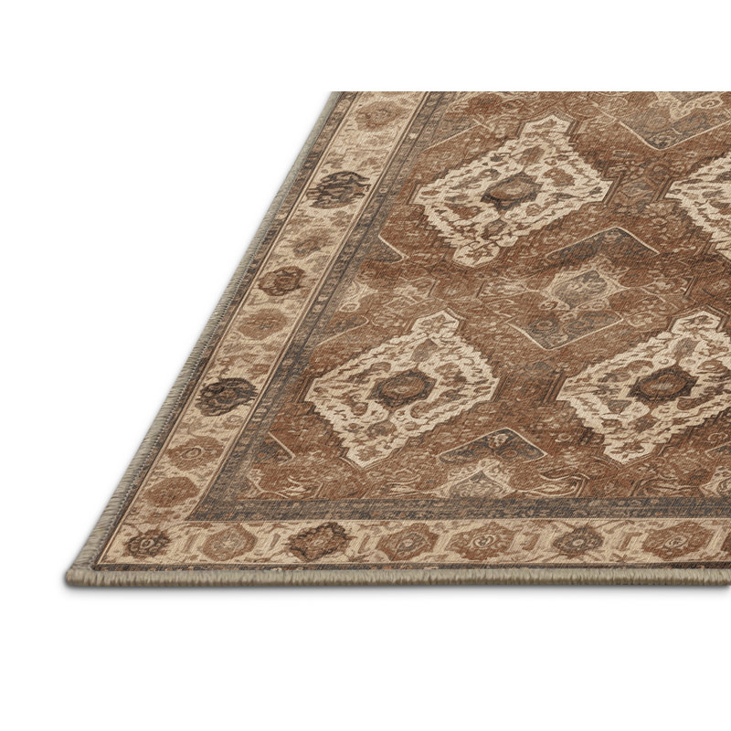 Tapis brun lavable à la machine, Rond 8 pi