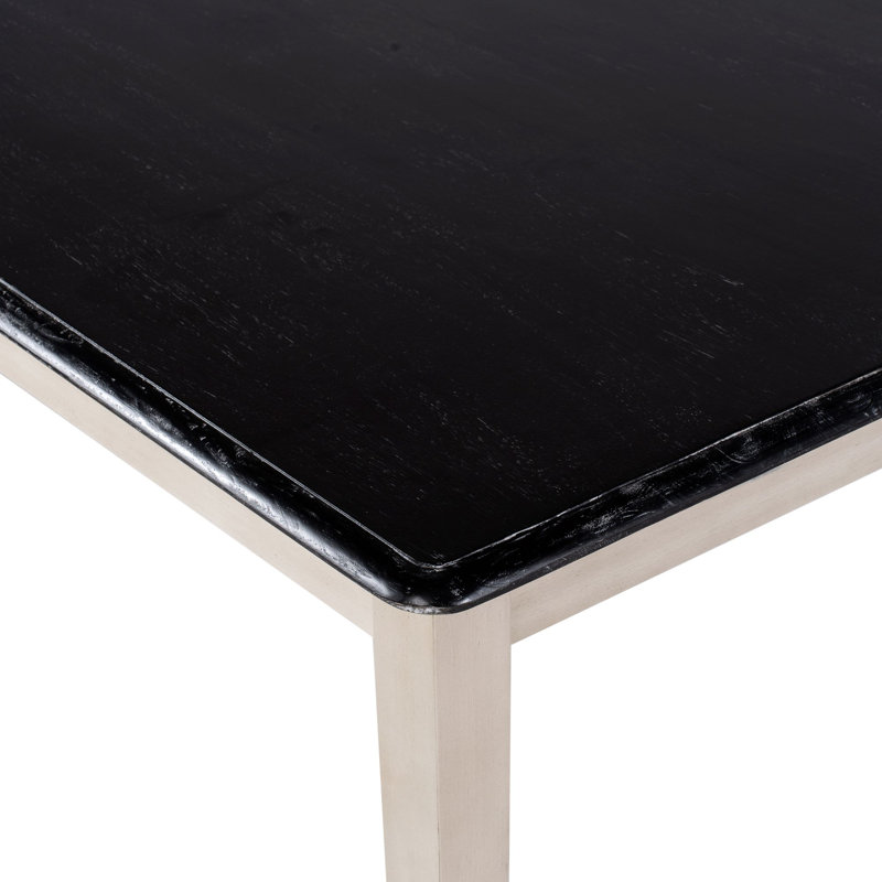 Weldy Hardwood Solid Wood Dining Table, European Black Ash/Antique White