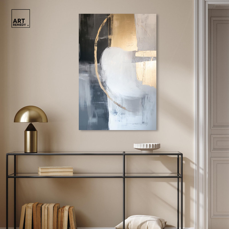 «Golden Eclipse Canvas Gemstone Abstract Art» par Art Remedy, Toile tendue, H 36 po x l 24 po x P 1,5 po