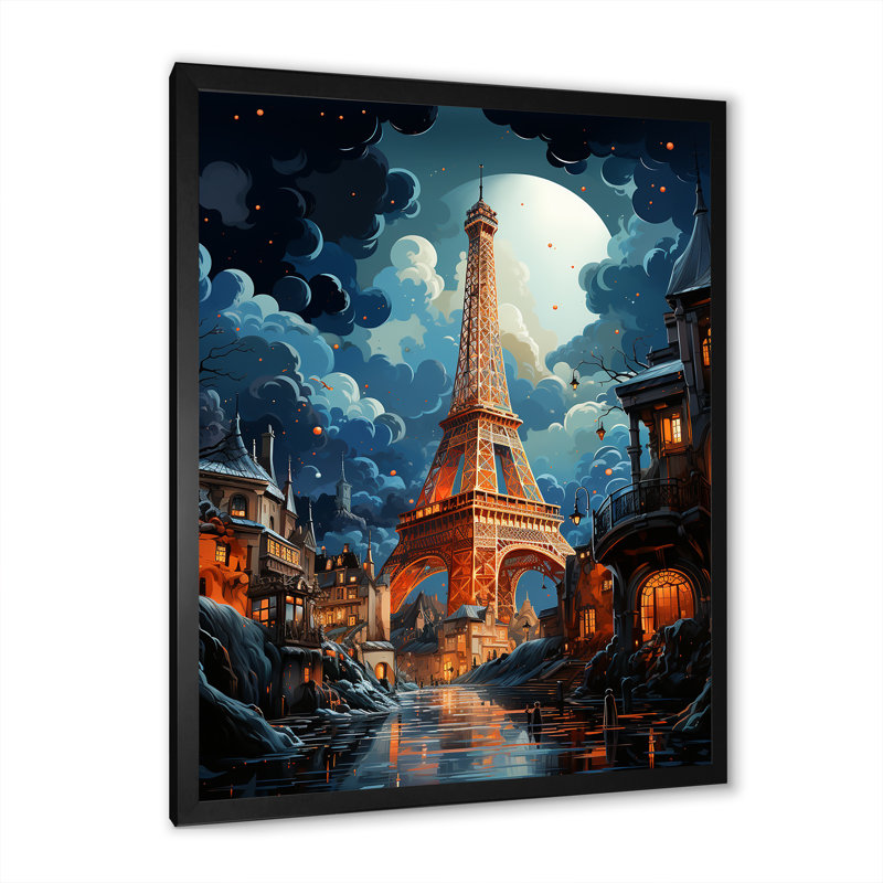 La tour Eiffel, suralisme II - paysages urbains, impressions sur toile, H 20 po x l 12 po x P 1 po, Cadre photo noir