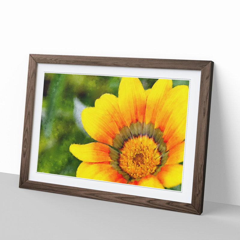 Bright Yellow Flower - Framed Print, 48cm H x 65cm W x 2cm D, Walnut