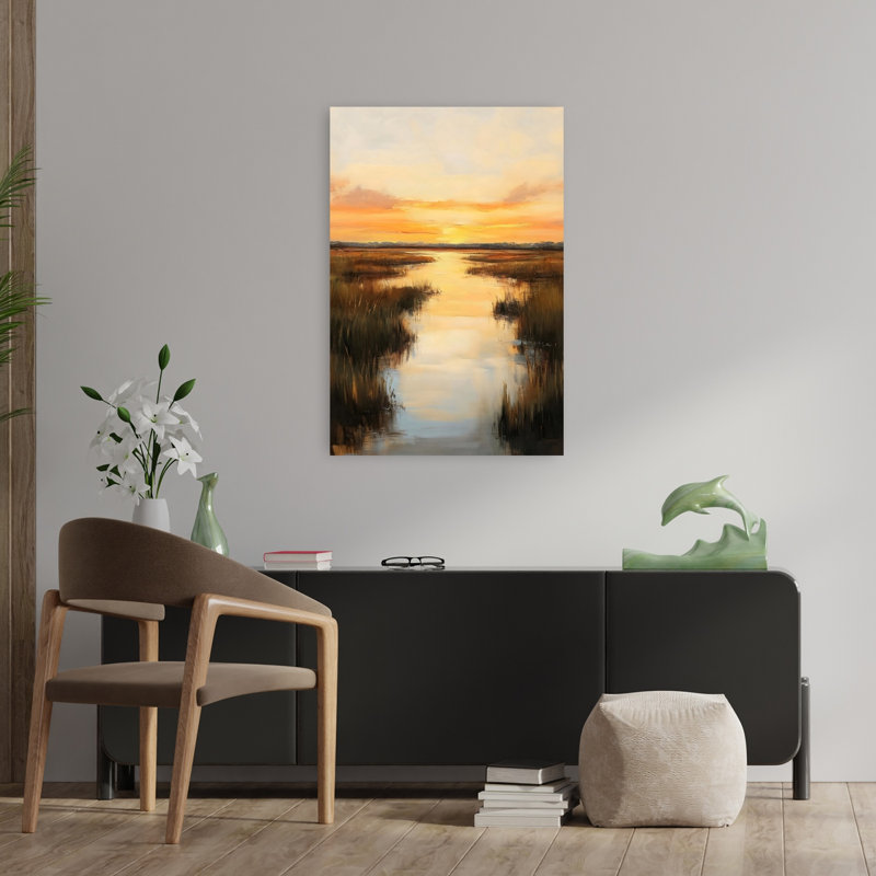 «Sunset Marsh II», reproduction d'art contemporain abstraite, 36" H x 24" W