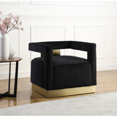 Fauteuil demi-tonneau en velours Jocoby