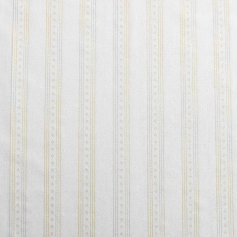 Martha Stewart Cotton Percale  Sheet Set, Queen Sheet Set with 2 Pillowcases, Francesca Stripe Beige