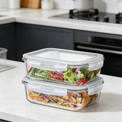 Large Glass Food Storage Containers With Airtight Lids - 1500Ml Meal Prep Containers Set, Leakproof, Oven, Microwave, Freezer & Dishwasher Safe, Stackable For Kitchen Organization