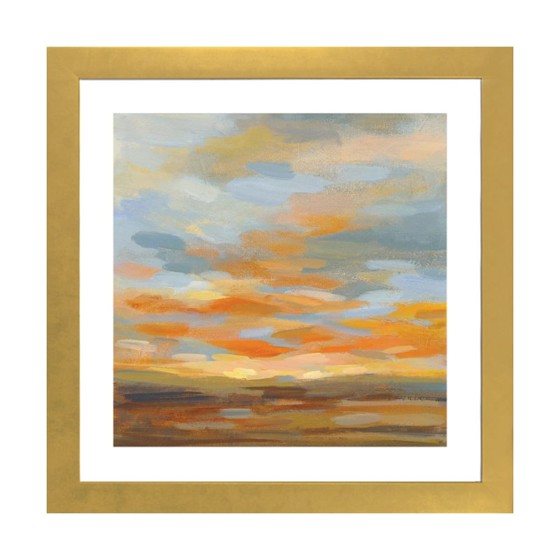 «High Desert Sky II Blue» par Silvia Vassileva - reproduction d'art, H 24 po x l 24 po x P 1 po, Gold Paper, Blanc