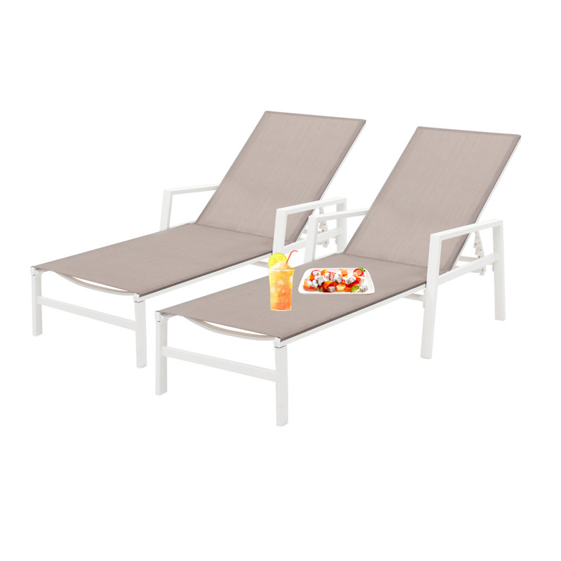 Chaise longue inclinable 24 po, Taupe clair / blanc