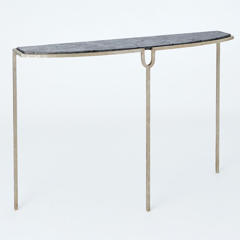 48'' W Marble Console Table, Gray, Silver
