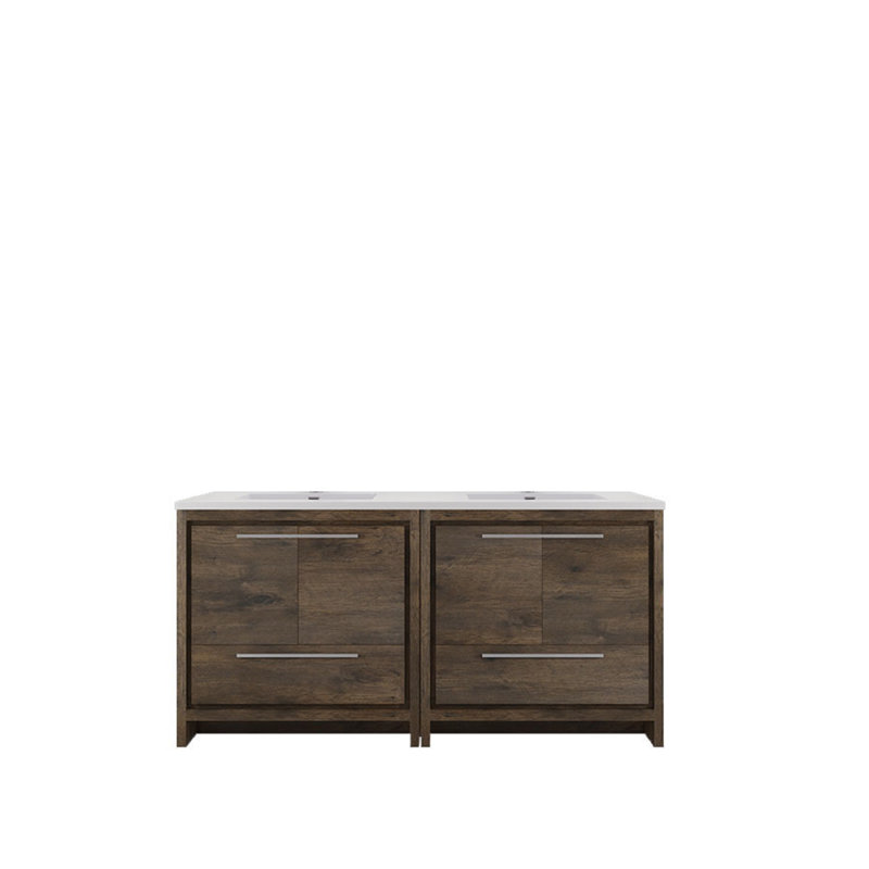 Ensemble de meuble-lavabo double 72 po Eden, Brun foncé