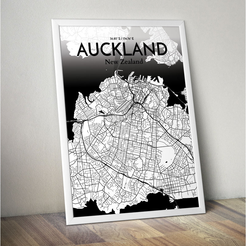 Auckland City Map - No Frame Print, 43cm H x 28cm W x 0.13cm D