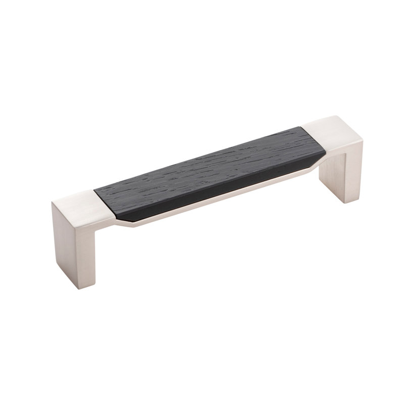 Fuse 5 1/16" Center to Center Bar/Handle Pull, Satin Nickel/Black Wood