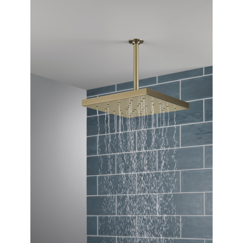 Rain Fixed Shower Head with H2Okinetic Technology, Lumicoat Champagne Bronze