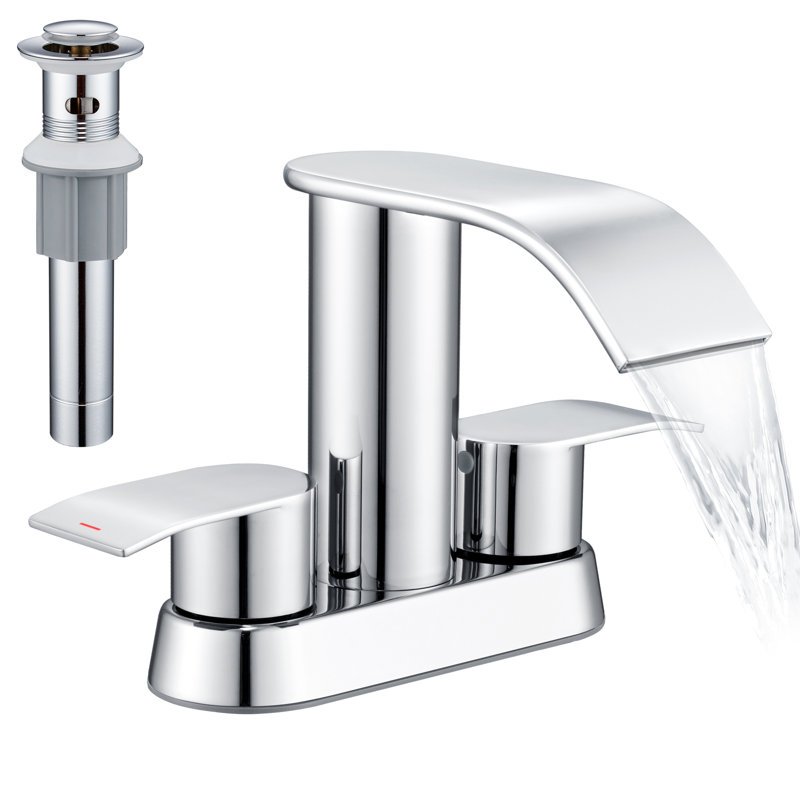 Robinet de lavabo de salle de bain 4 "à poignée double 4" avec drain, Chrome chrome
