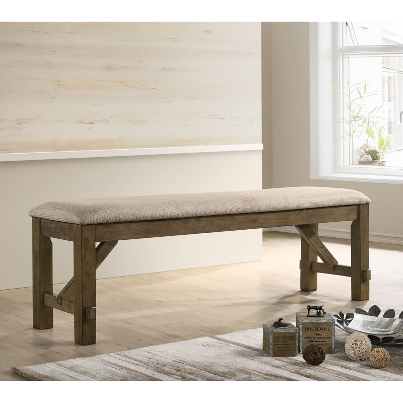 Wood Fabric Upholstered Dining Bench