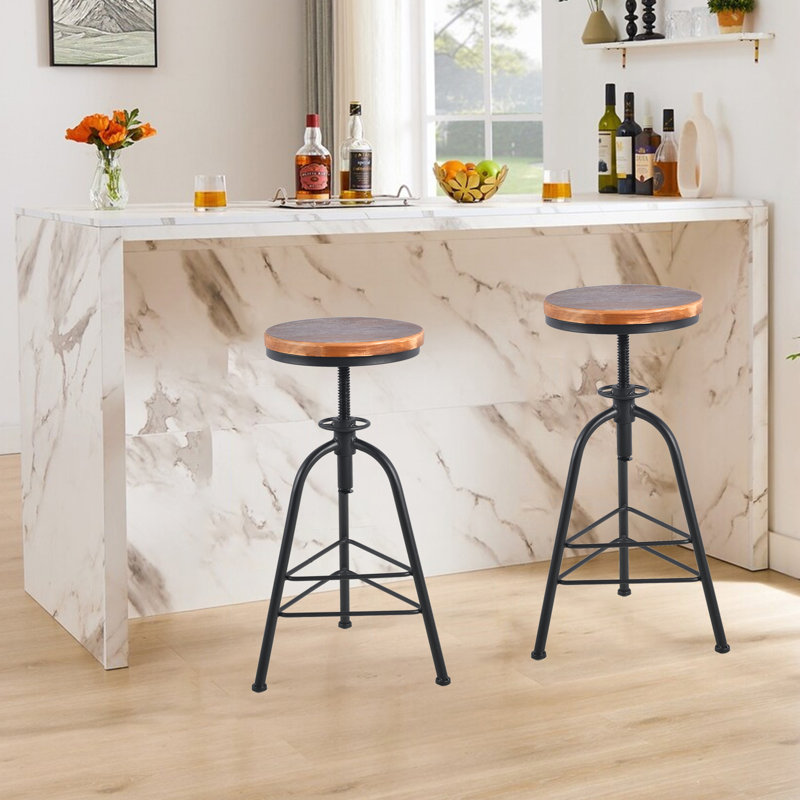 Julus Swivel Adjustable Height Counter Stool with Metal Frame