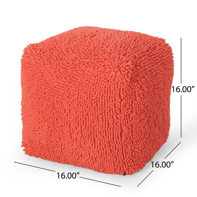 Repose-pieds carré de 16 po de largeur, 100 % polyester corail