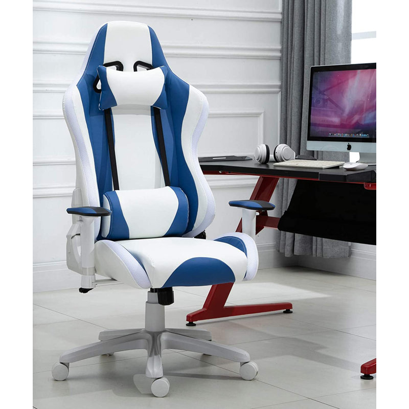 Inbox Zero Jessup Adjustable Reclining Ergonomic Swiveling PC & Racing Game Chair, White