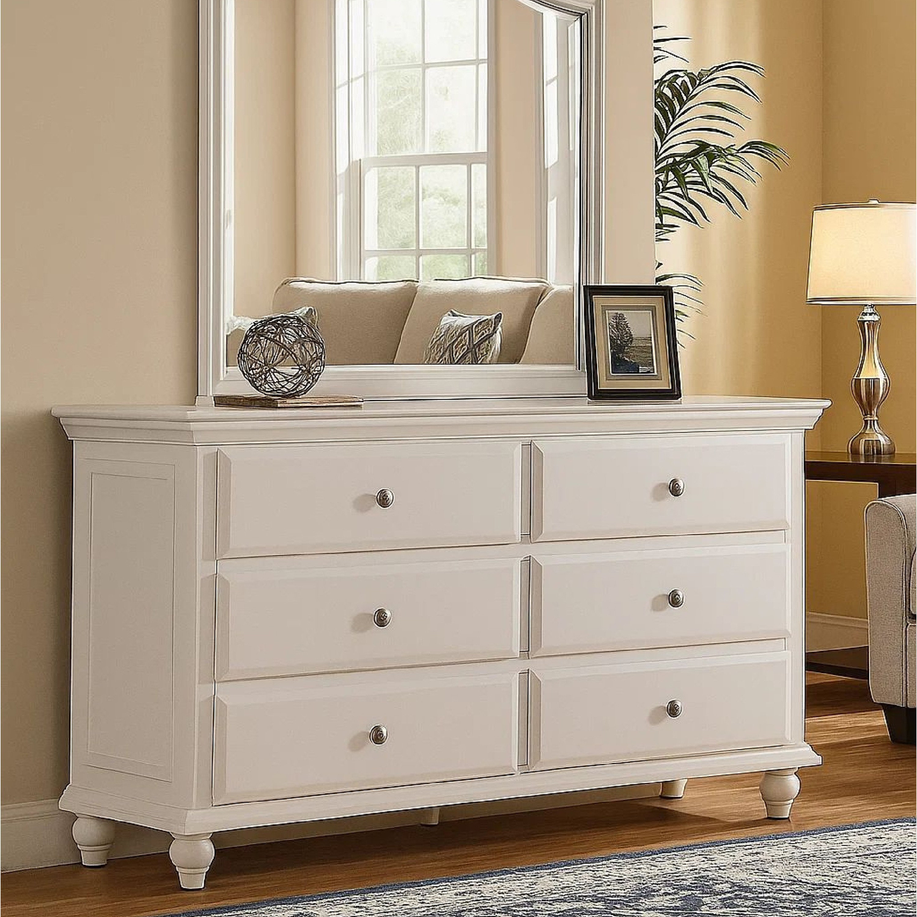 Canora Grey Huybert 58 Inch Wide 6 Drawer Dresser, Molded Details, Bun Legs, Dark Brown | Wayfair Canora Grey Huybert 58 Inch Wide 6 Drawer Dresser, Molded Details, Bun Legs, Dark Brown | Wayfair