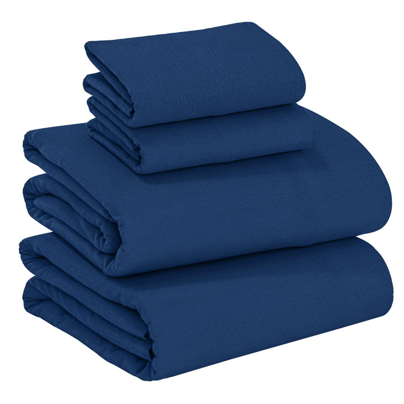 Literie RUVANTI 100 % coton flanelle, taille Twin XL - 3 pièces, chaude, douce et respirante, poches profondes, double grattage, confortable en toutes saisons, bleu foncé