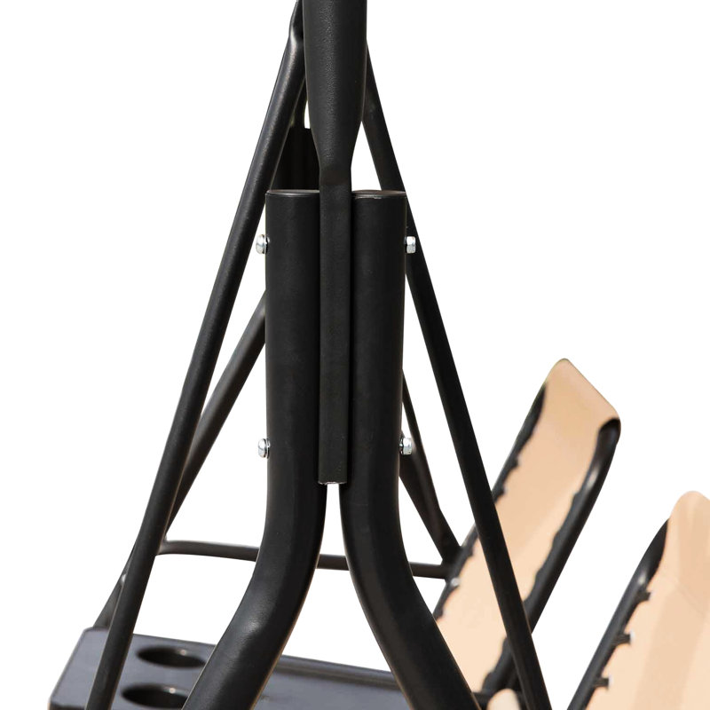 Balancelle Canopée 2, extérieur avec porte-gobelet et abat-jour inclinable, baldaquin beige 2, table de rangement pivotante réglable, support, siège, structure en acier stable, siège de meuble
