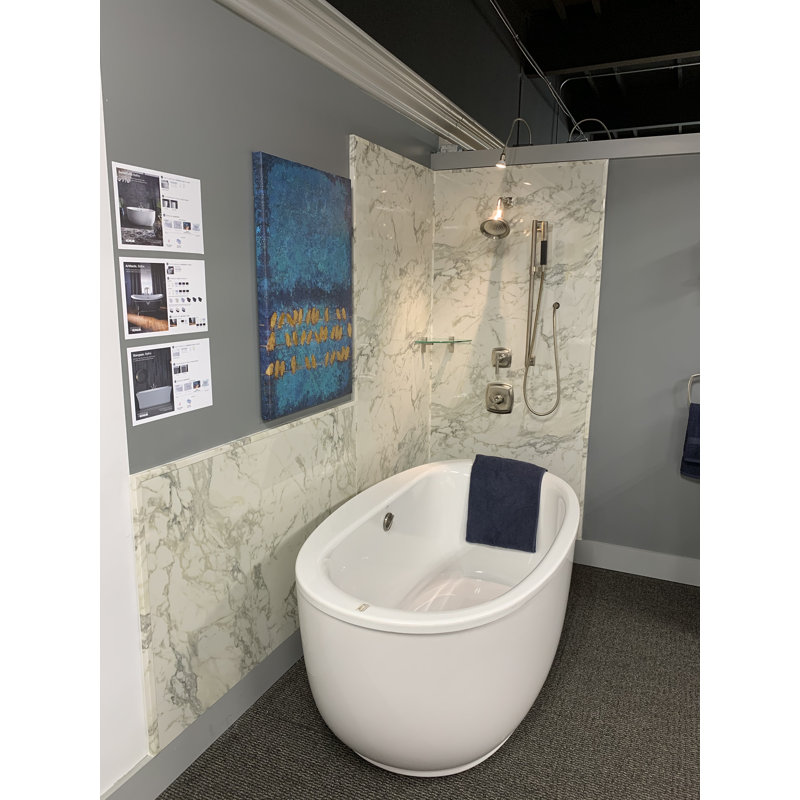 Polymarm 72" W 60" H 33" D Three Wall Composite Tub Wall Panel Surround - 72" Backwall with Seam, Calacatta Gold