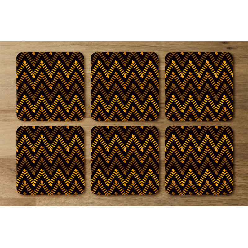 Square 6 Piece Coaster Set, Brown