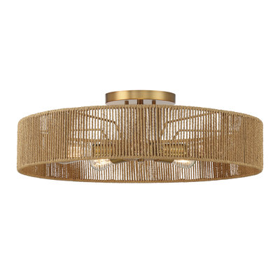Julep 5-Light Ceiling Light in Warm Brass and Rope
