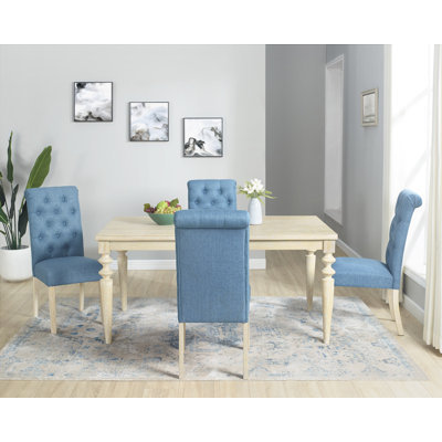 Ensemble de salle à manger 5 pièces à pieds tournés avec 4 chaises capitonnées