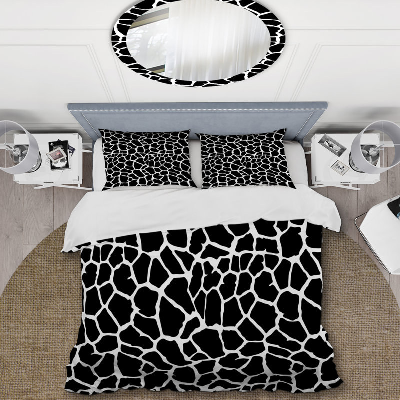 Ensemble de housse de couette en microfibre noir / blanc 3 pièces, Housse de couette pour très grand lit et 2 très