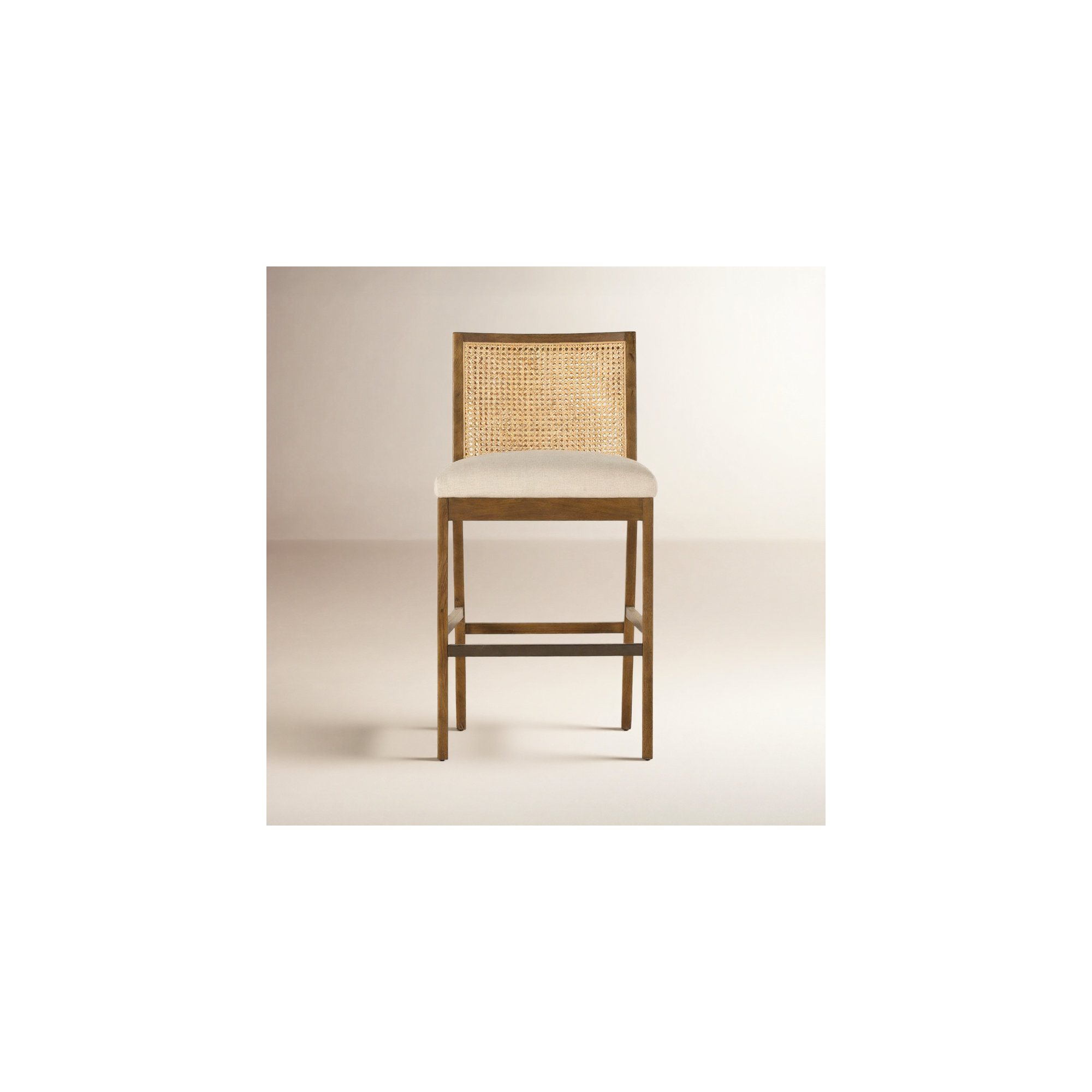 Sergi Cane Stool, Bar Stool (31" Seat Height), Savile Flax
