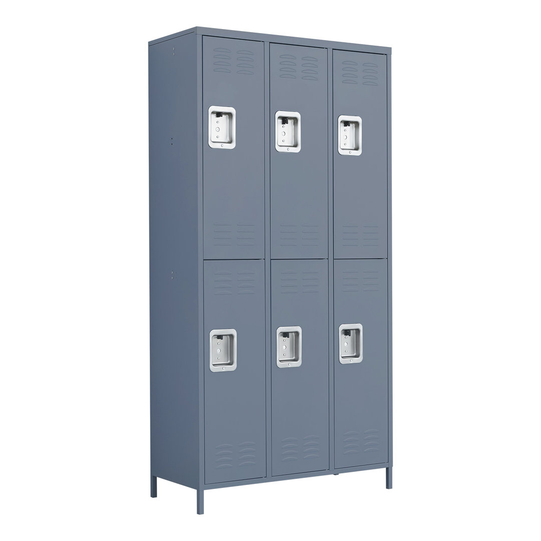 Bennink 2 - Tier 6 - Section Metal Locker with 12 Hooks for Staff Room,School, Office, Gym, Home 17 Stories