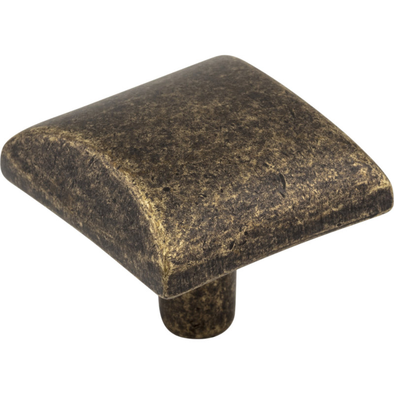 Glendale 1 1/8" Length Square Knob, Distressed Antique Brass