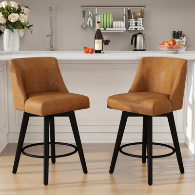 Novogratz 360° Swivel Bar & Counter Stools - Solid Wood Frame(Set Of 2)