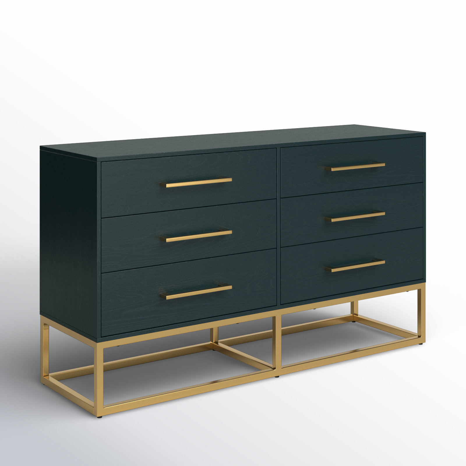 Sheldon 6 - Drawer Double Dresser, Gold/Teal