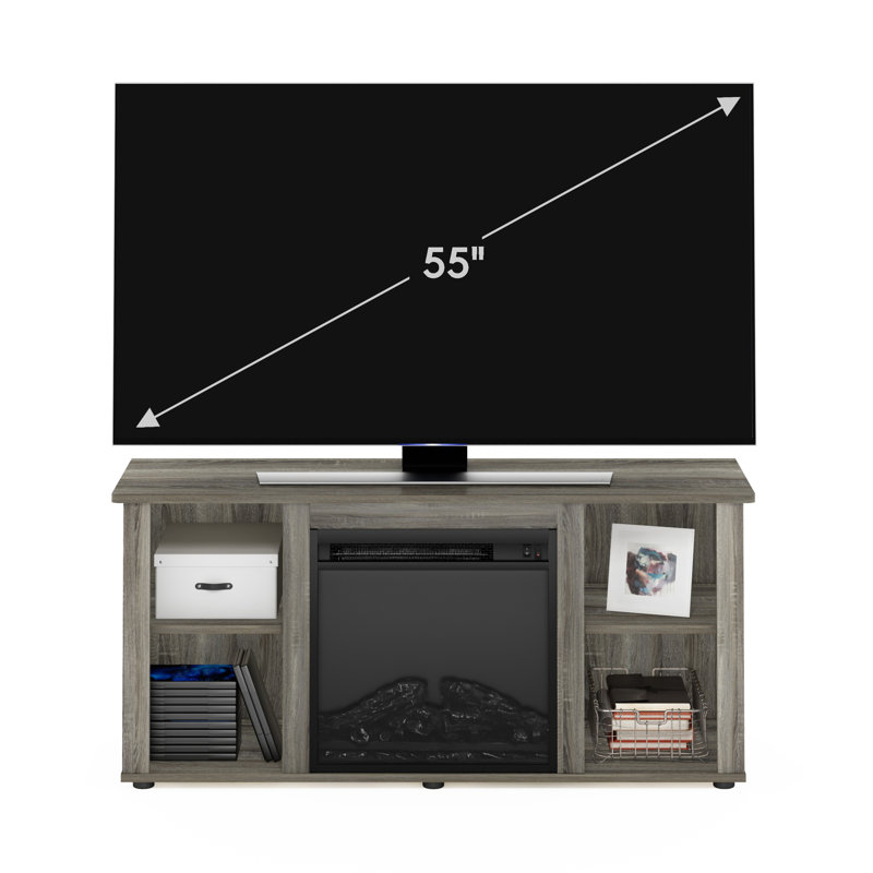 Meuble télé avec foyer électrique Callalily, H 21,4 po x l 47,2 po x P 15,8 po, Gris