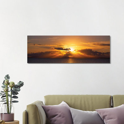 Sunset over the Atlantic Ocean, Vieques, Puerto Rico 1 Piece Wrapped Canvas Panoramic Wall Art
