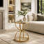 Table d'appoint ronde moderne à deux niveaux en verre de 50 cm (19,69 po), avec structure en métal annulaire, pouvant servir de table de chevet ou de table d'appoint pour le salon, la chambre et le bureau.-731188833