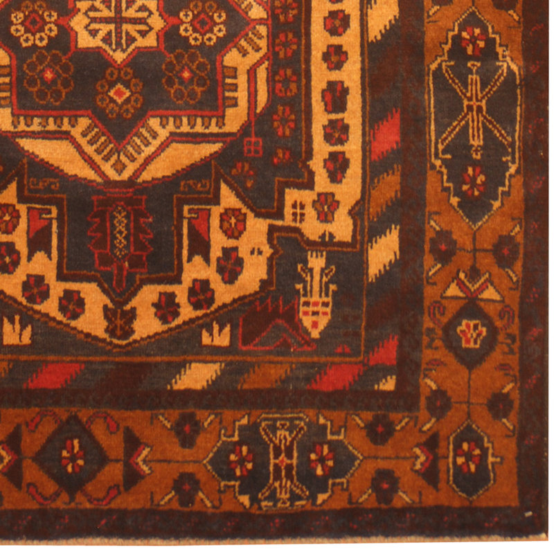 Tapis bleu marine / brun clair Dakira