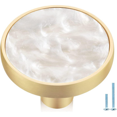 Lot de 12 boutons de tiroir dorés décoratifs de 3,2 cm (1-1/4 po) pour commode et armoire. Boutons de meubles dorés décoratifs, aspect laiton, pour chambre de fille. Boutons de tiroir en alliage de zinc pour armoires, style ferme moderne et vintage.