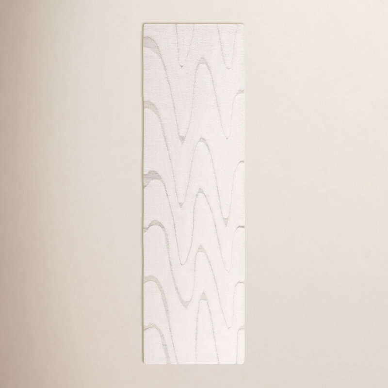 Tapis ivoire / beige en laine et en coton tissé à plat à la main Martinique, Tapis de couloir 2 pi 3 po x 8 pi