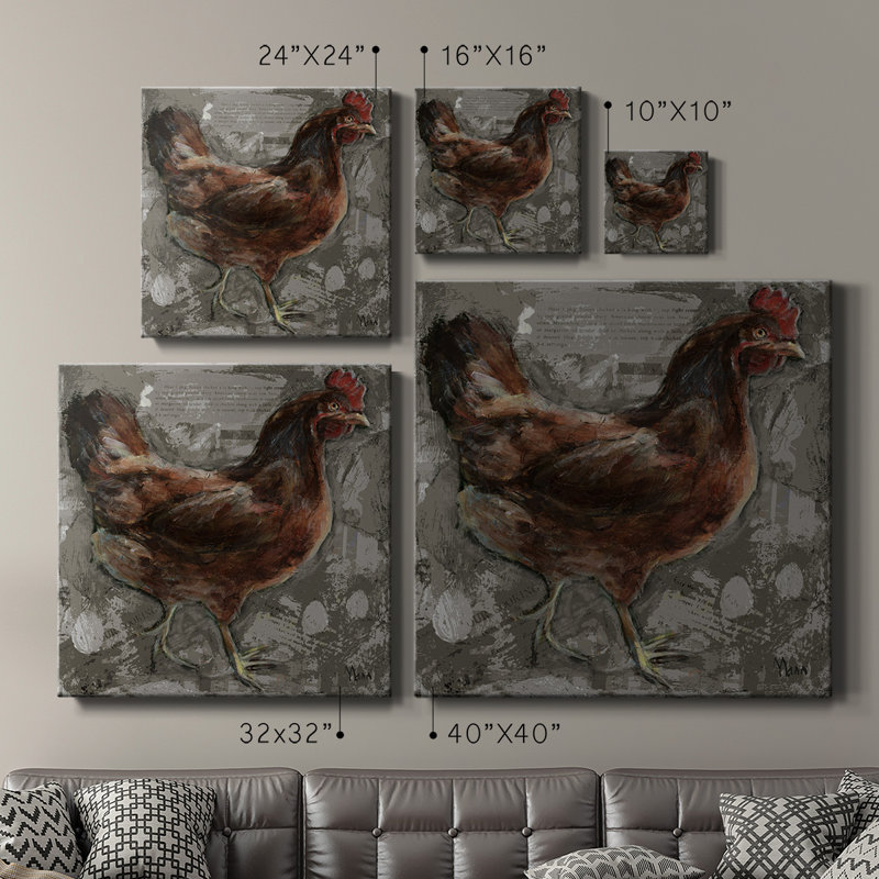 Poule rouge - Toile tendue avec châssis de qualité supérieure - prête à être accrochée