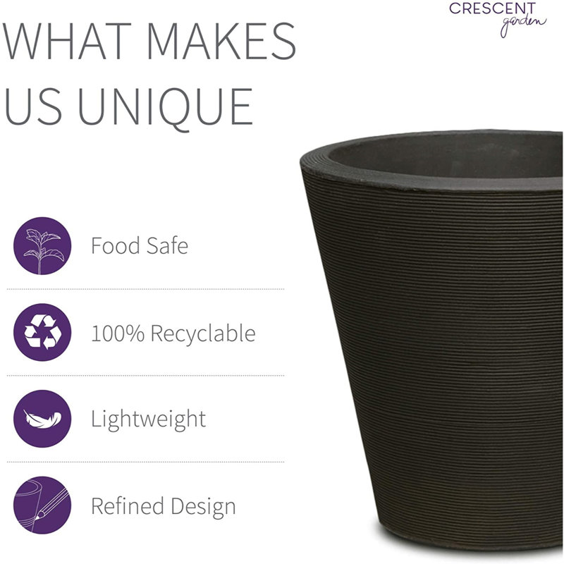 Caviar Black Crescent Garden 20" Polyethylene Planter