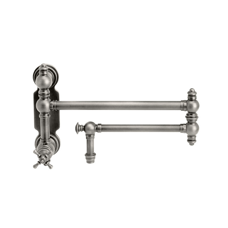 Traditional Wall Mounted Potfiller - Cross Handle, Antique Pewter