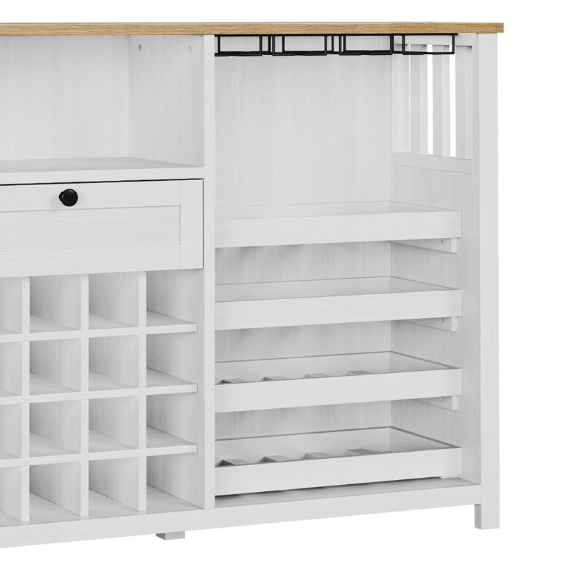 47” White Wine Bar Cabinet with Charging Station
