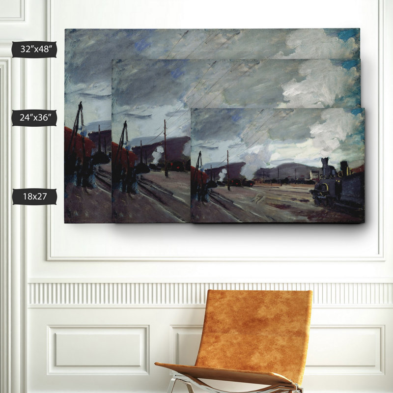 « chemin station » par claude monet print, H 18 po x l 27 po x P 1,5 po, Toile tendue