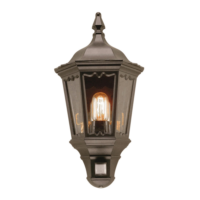Delora Black Outdoor Wall Lantern, PIR Sensor: Yes